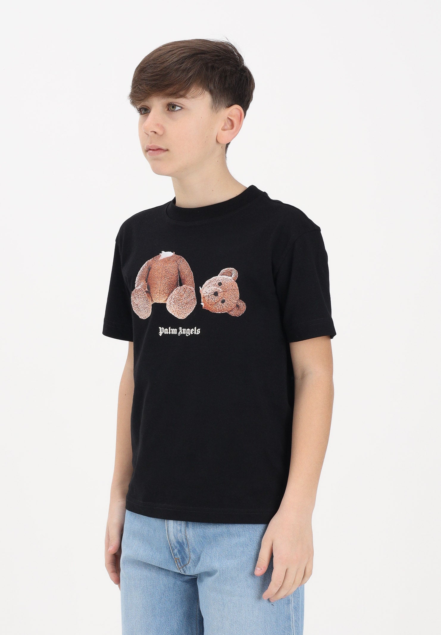 PALM ANGELS T-shirt a manica corta nera per donna, ragazzi e bambini con stampa PBAA003S26JER001 110 PALM ANGELS 
