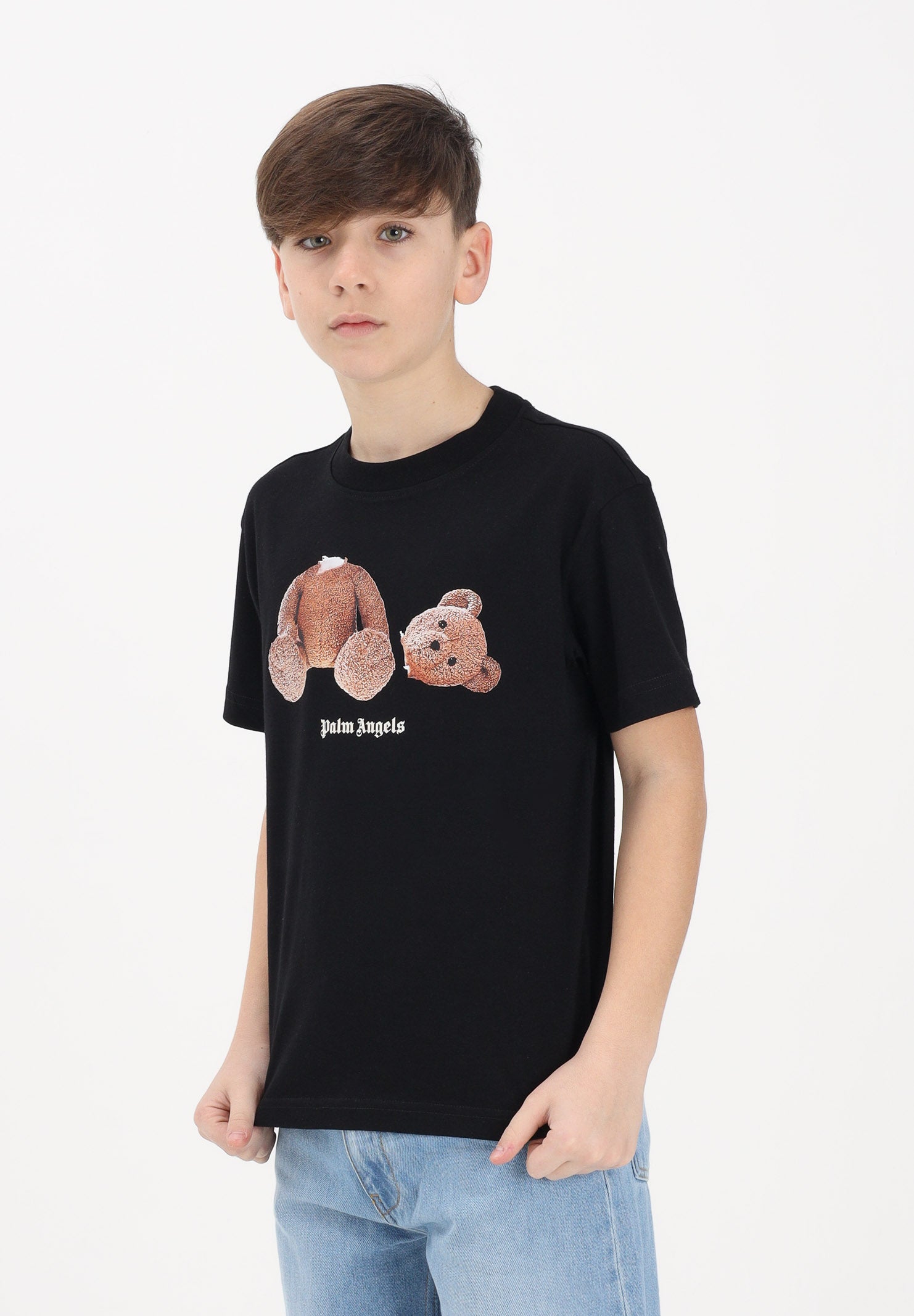 PALM ANGELS T-shirt a manica corta nera per donna, ragazzi e bambini con stampa PBAA003S26JER001 110 PALM ANGELS 