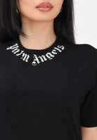 PALM ANGELS T-shirt a manica corta nera per donna, ragazzi e bambini con logo PBAA003S26JER004 110 PALM ANGELS 