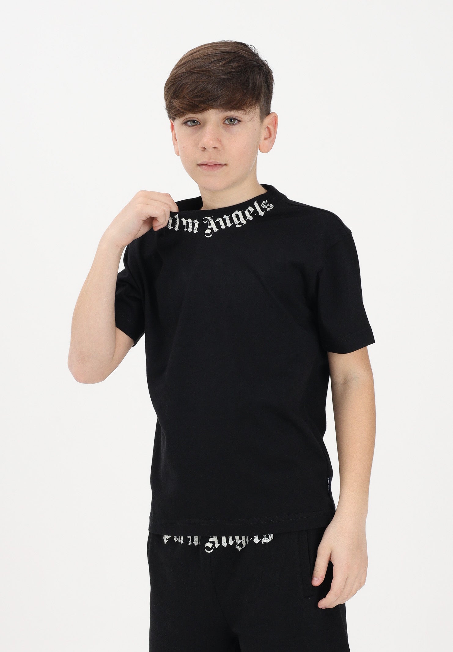 PALM ANGELS T-shirt a manica corta nera per donna, ragazzi e bambini con logo PBAA003S26JER004 110 PALM ANGELS 