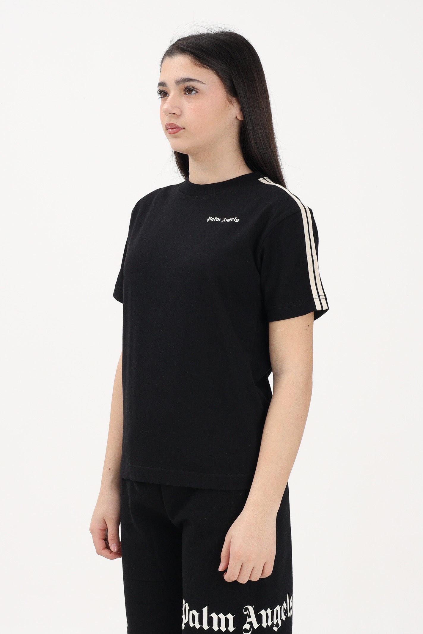 PALM ANGELS T-shirt a manica corta nera per donna, ragazzi e bambini con logo PBAA011S26JER001 110 PALM ANGELS 