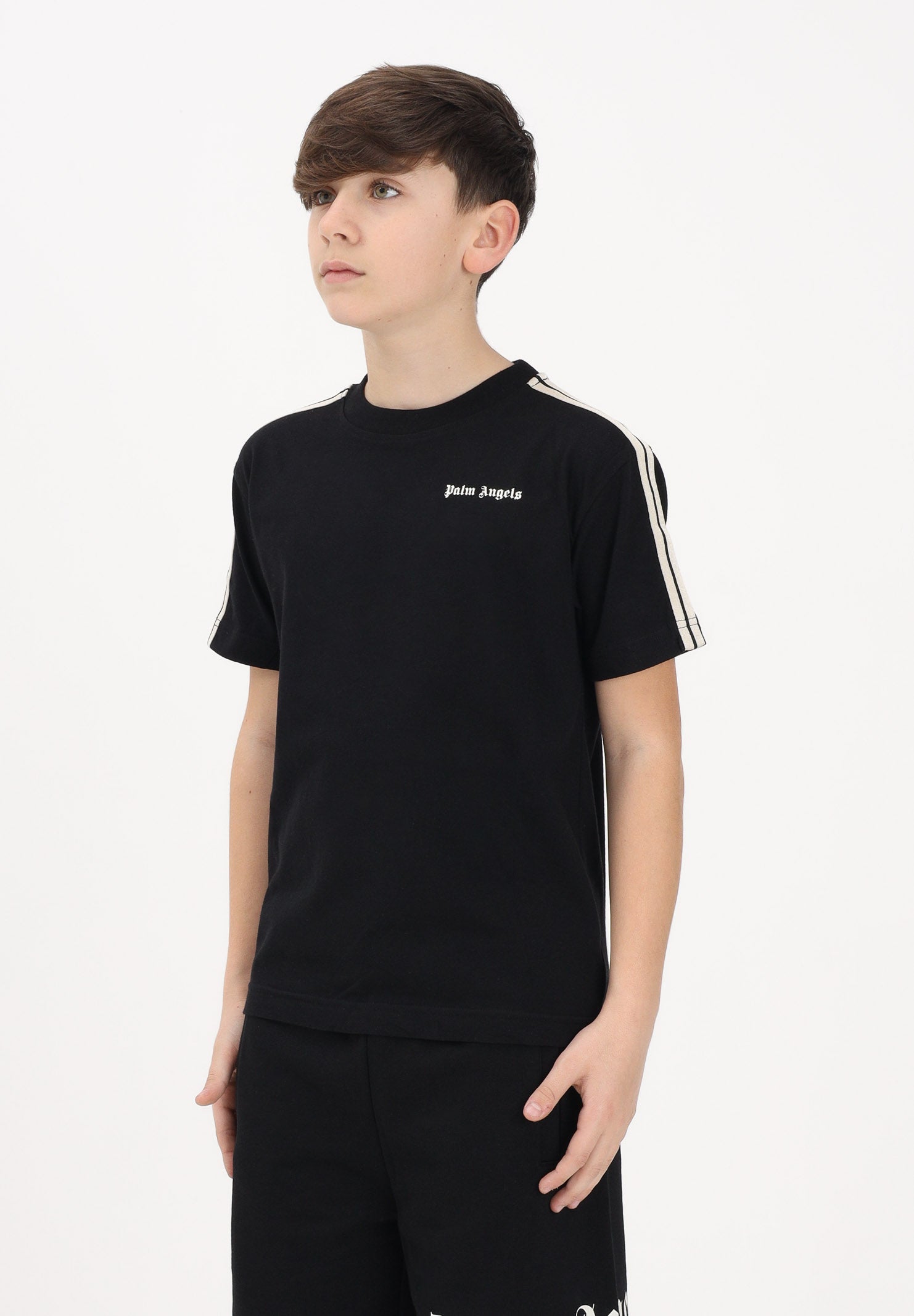 PALM ANGELS T-shirt a manica corta nera per donna, ragazzi e bambini con logo PBAA011S26JER001 110 PALM ANGELS 