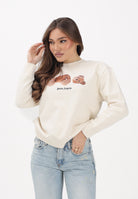 PALM ANGELS Felpa girocollo panna per donna, ragazzi e bambini con stampa PBBA012S26FLE002 002 PALM ANGELS 