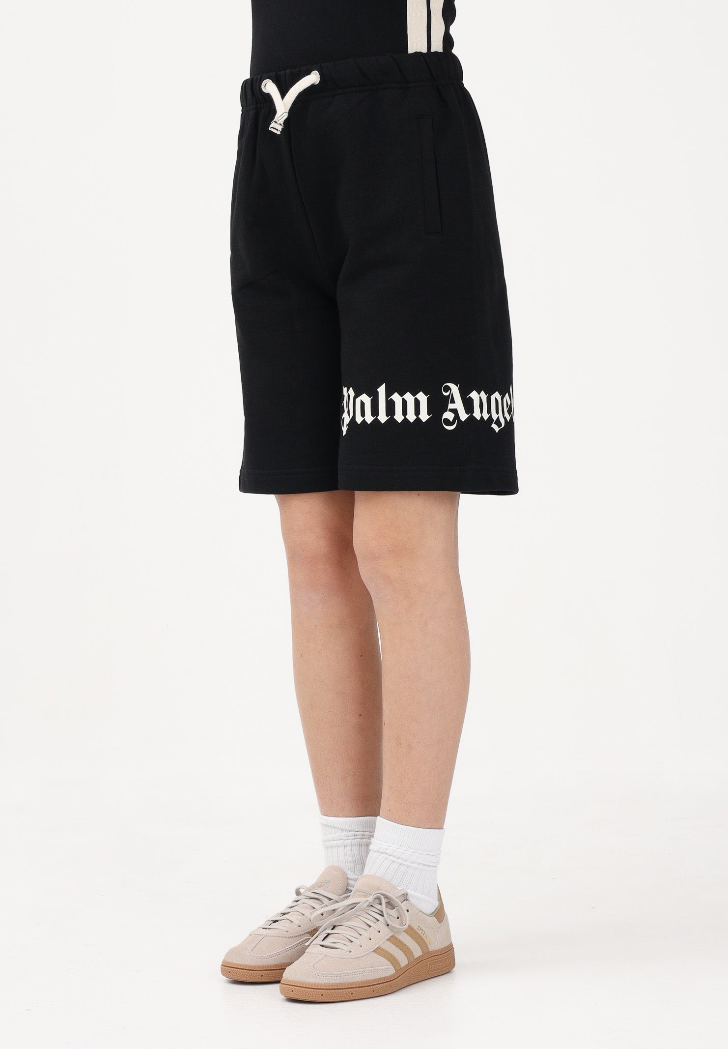 PALM ANGELS Shorts sportivo nero per donna, ragazzi e bambini con logo PBCI006S26FLE001 110 PALM ANGELS 