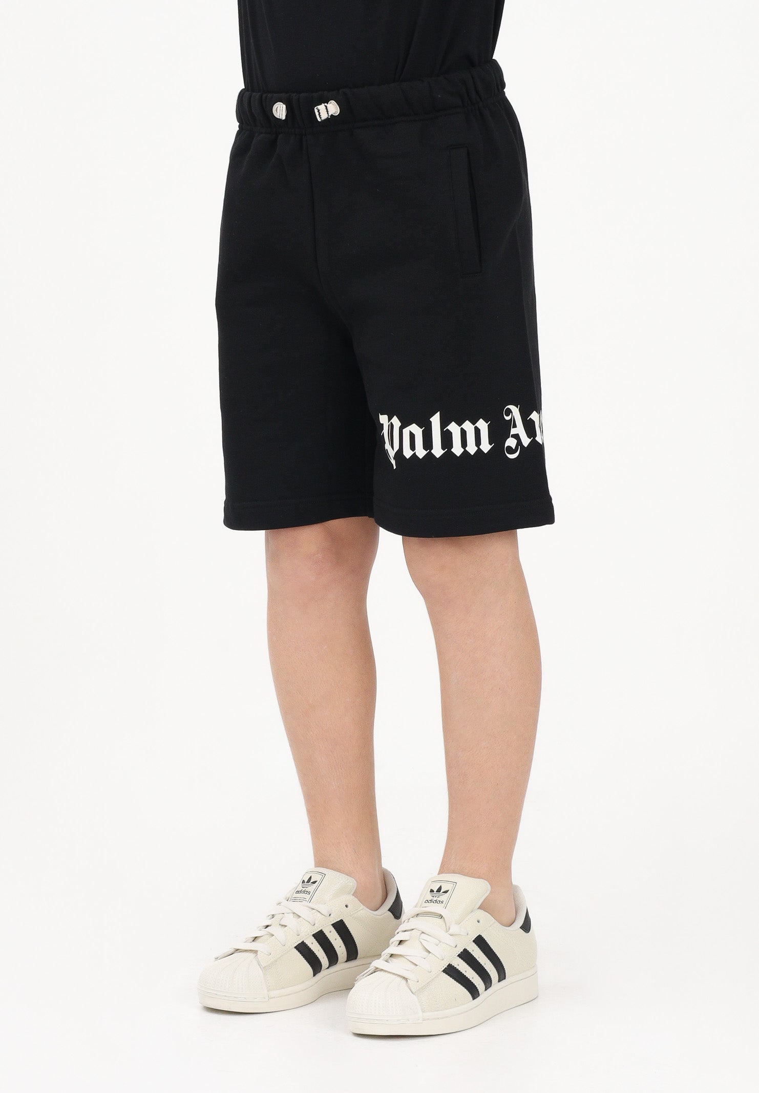 PALM ANGELS Shorts sportivo nero per donna, ragazzi e bambini con logo PBCI006S26FLE001 110 PALM ANGELS 