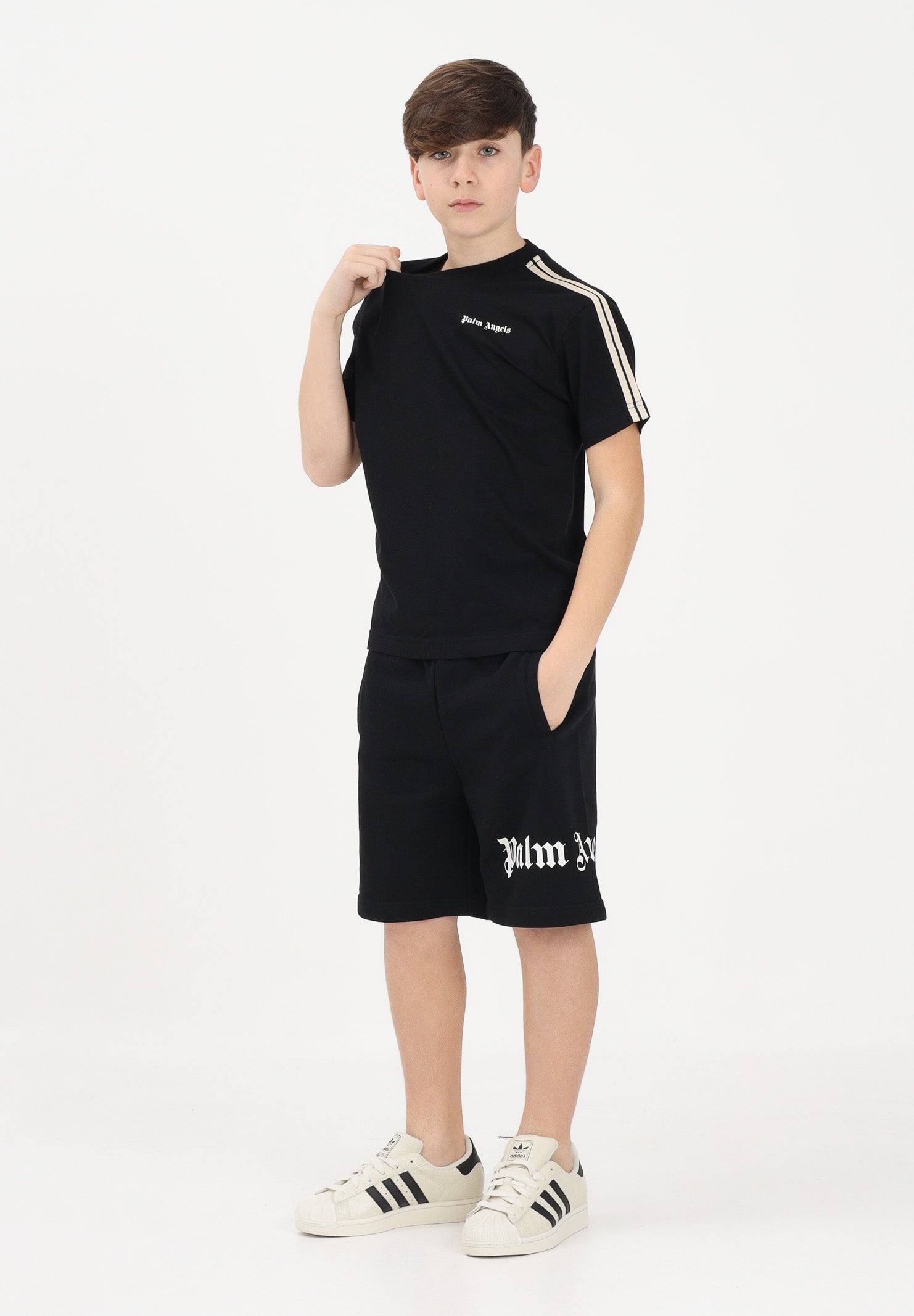 PALM ANGELS Shorts sportivo nero per donna, ragazzi e bambini con logo PBCI006S26FLE001 110 PALM ANGELS 