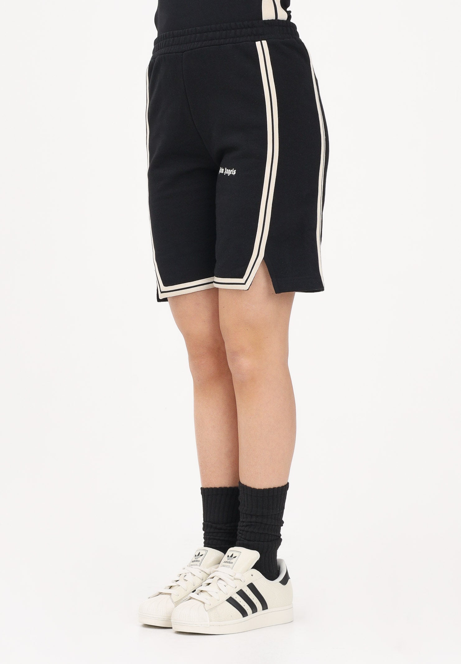 PALM ANGELS Shorts sportivo nero per donna, ragazzi e bambini con logo PBCI007S26FLE001 110 PALM ANGELS 