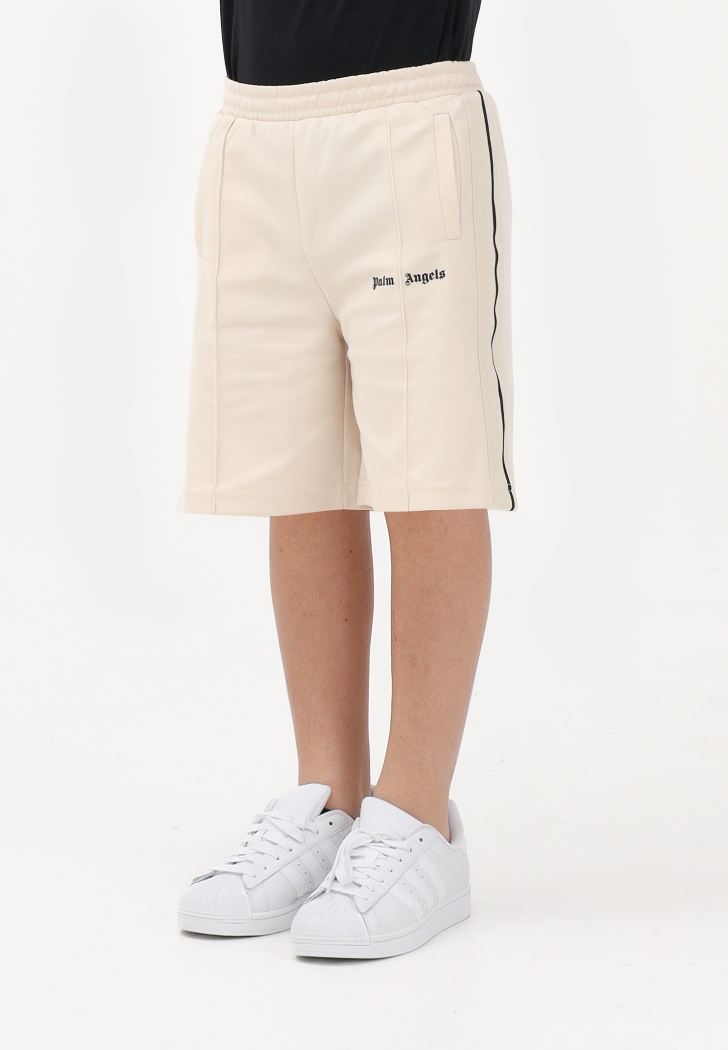 PALM ANGELS Shorts sportivo beige per donna, ragazzi e bambini con logo PBCL001S26FAB001 092 PALM ANGELS 