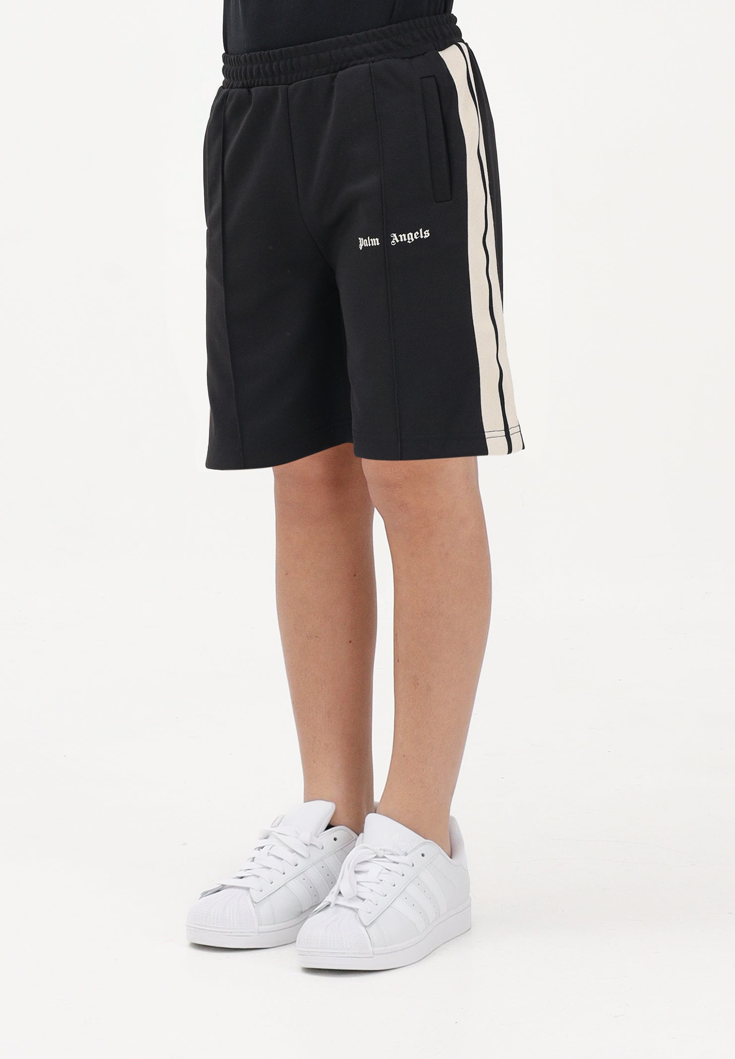 PALM ANGELS Shorts sportivo nero per donna, ragazzi e bambini con logo PBCL001S26FAB001 110 PALM ANGELS 