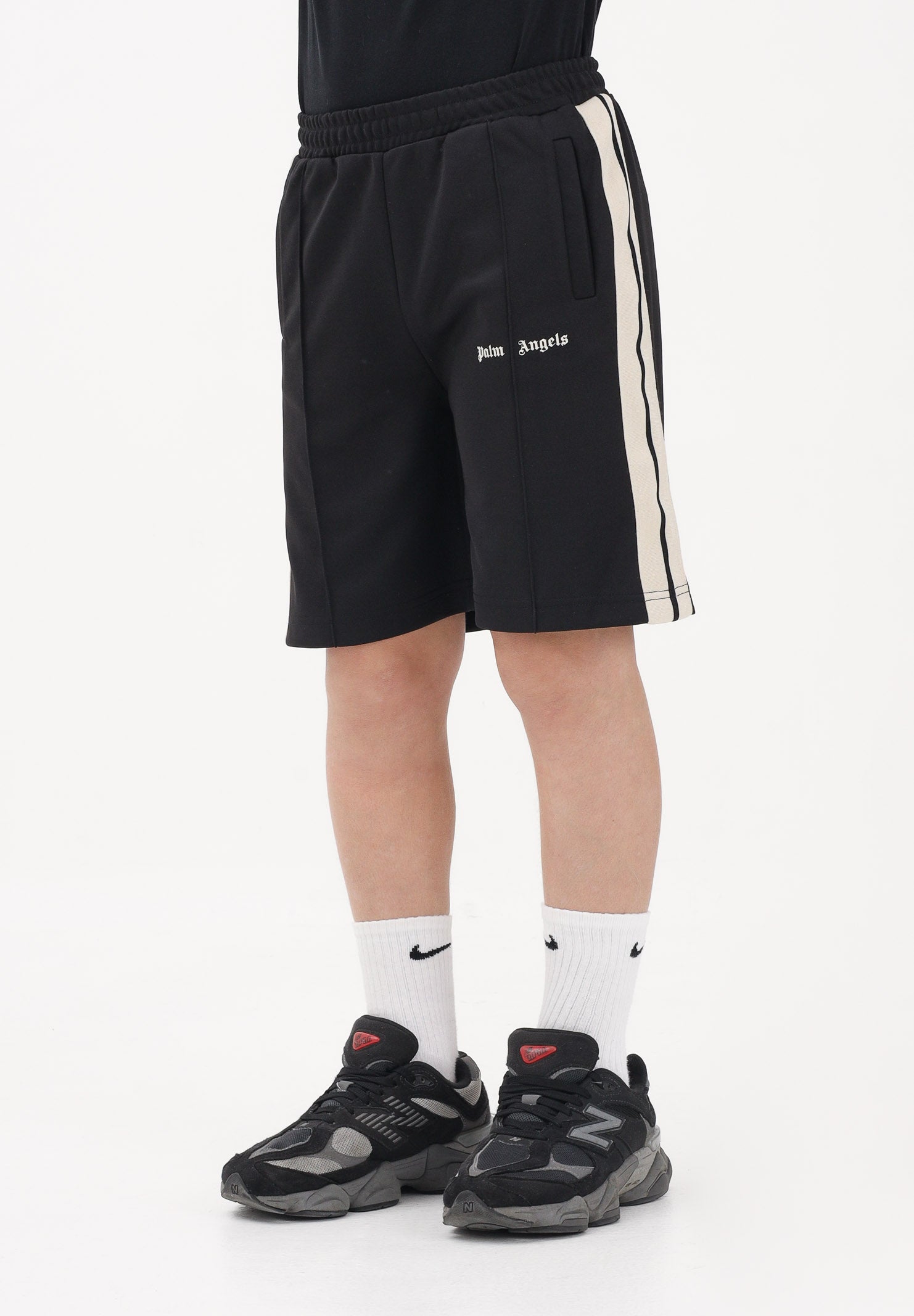 PALM ANGELS Shorts sportivo nero per donna, ragazzi e bambini con logo PBCL001S26FAB001 110 PALM ANGELS 