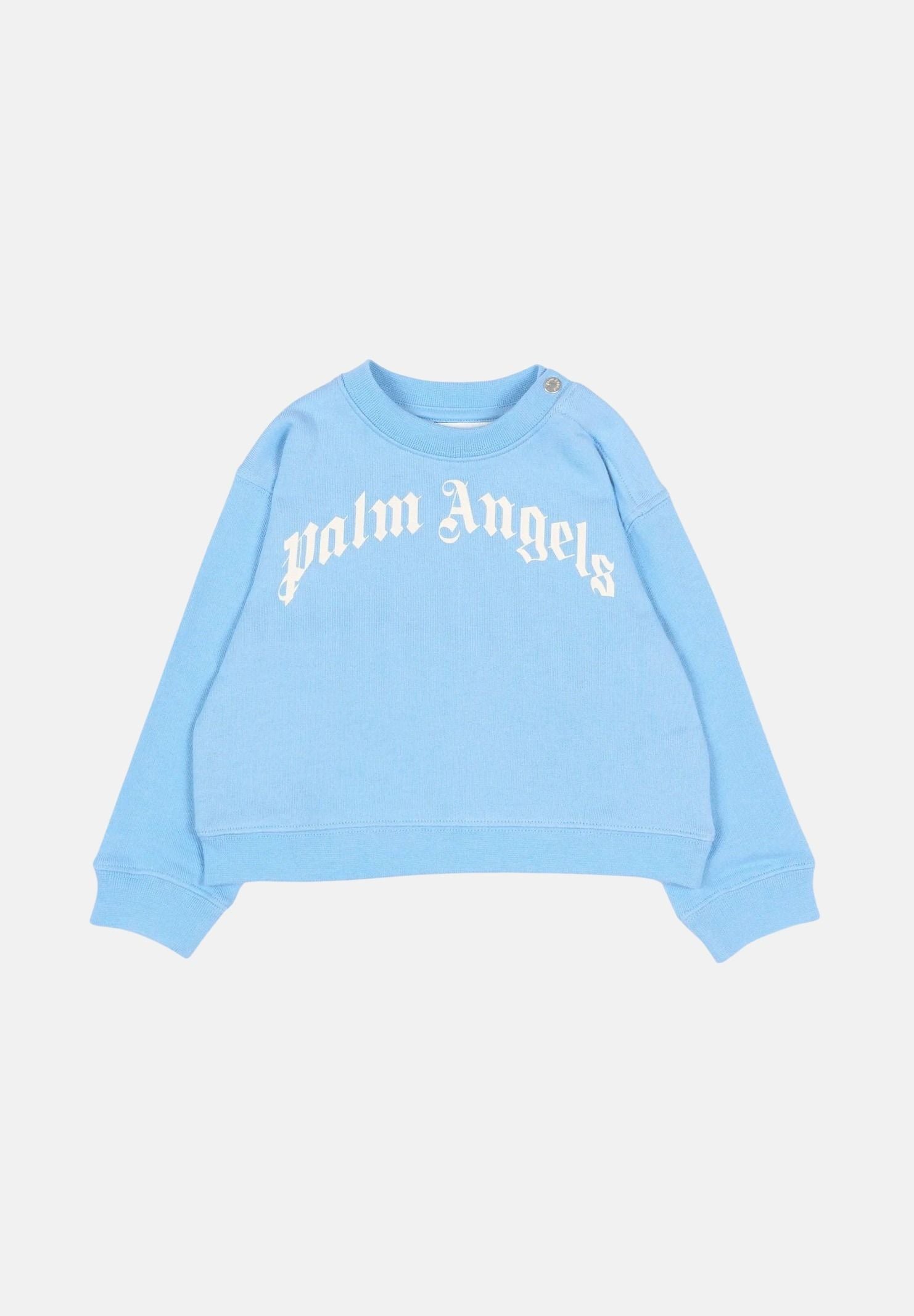 PALM ANGELS Felpa girocollo azzurra da neonato con logo PBXC001S26FLE002 050 PALM ANGELS 