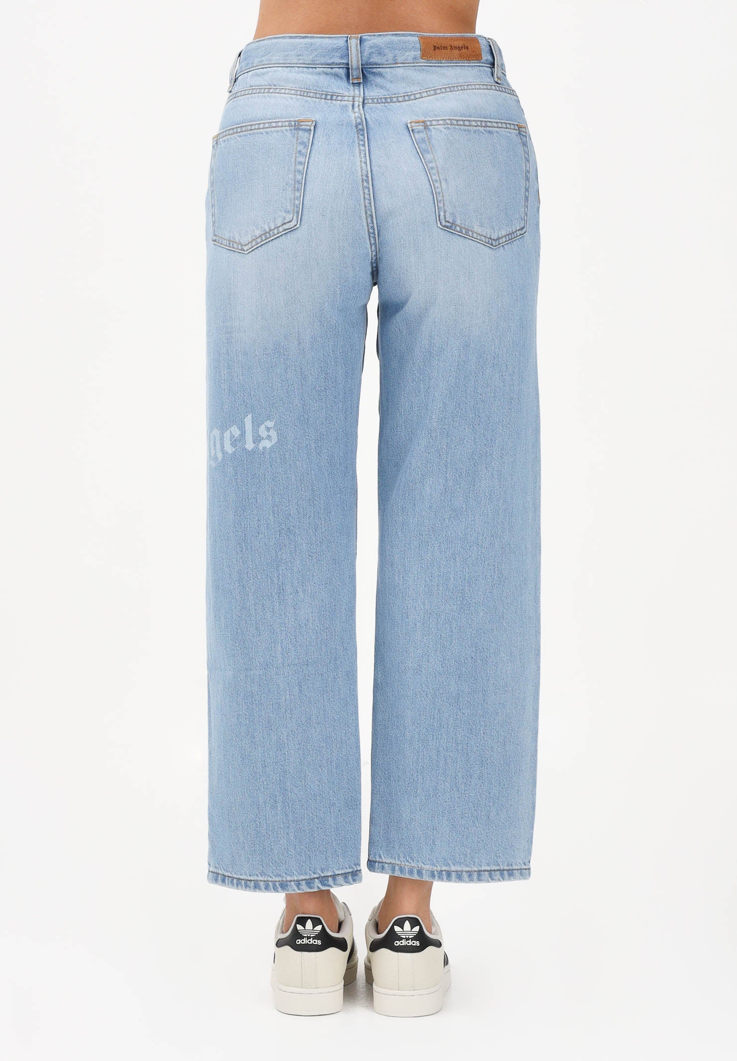 PALM ANGELS Jeans in denim azzurro chiaro per donna, ragazzi e bambini con logo PBYB009S26DEN001 050 PALM ANGELS 