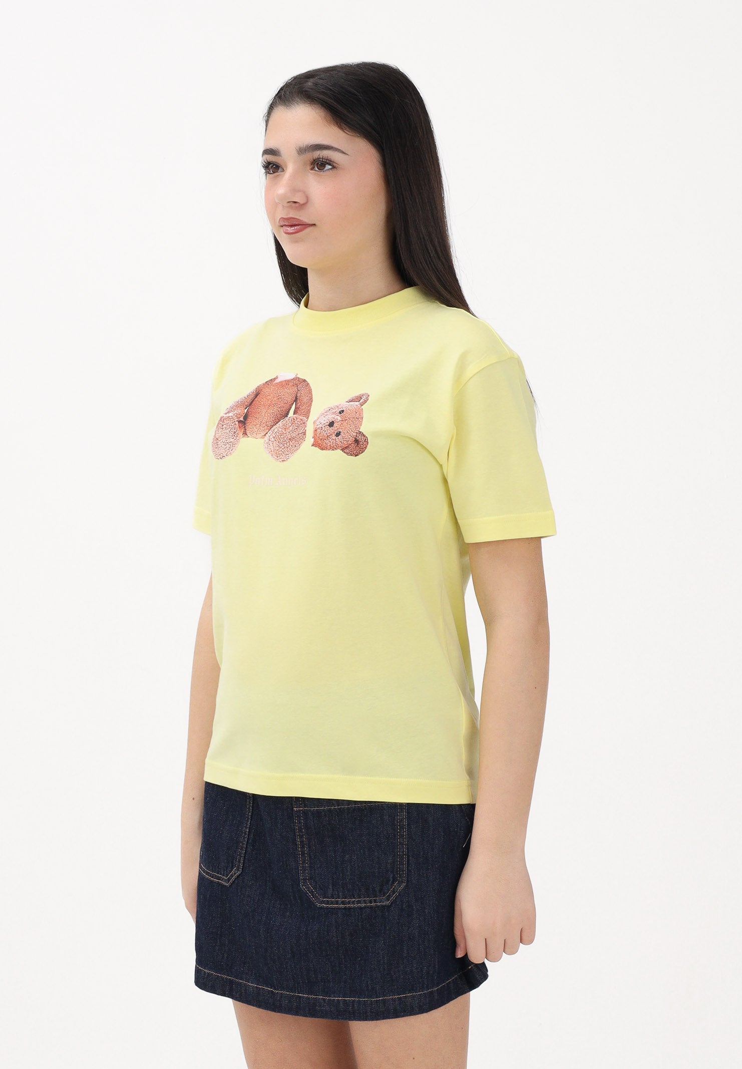PALM ANGELS T-shirt a manica corta gialla per donna, ragazzi e bambini con stampa orso PGAA002S26JER002 020 PALM ANGELS 