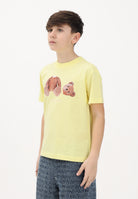 PALM ANGELS T-shirt a manica corta gialla per donna, ragazzi e bambini con stampa orso PGAA002S26JER002 020 PALM ANGELS 