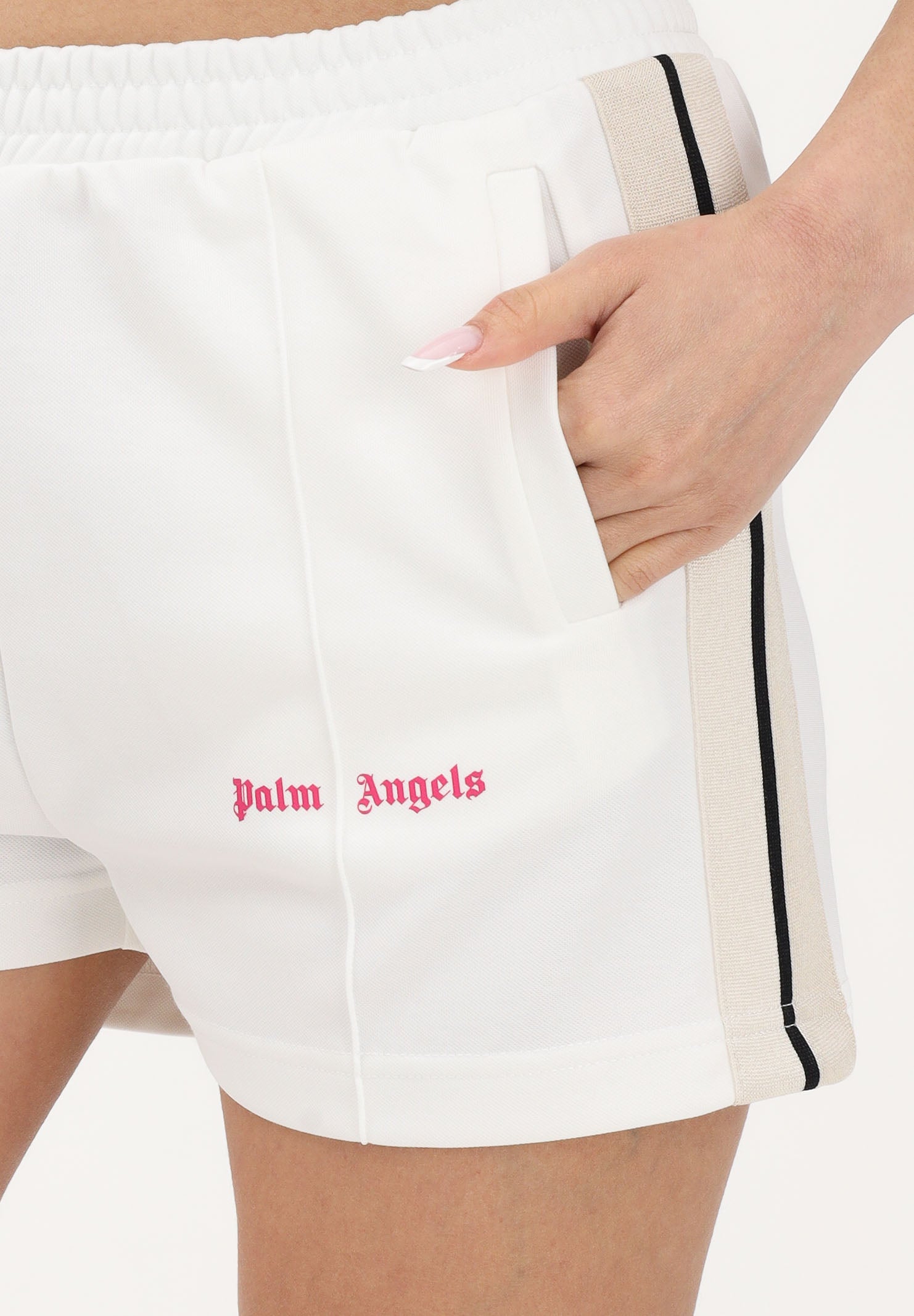 PALM ANGELS Shorts sportivo bianco per donna, ragazze e bambine con logo PGCL001S26FAB001 002 PALM ANGELS 