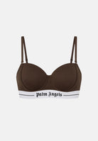 PALM ANGELS Reggiseno choccolate marrone da donna con fascia logo a contrasto <BR/>. PLA1UWTP05SI CH PALM ANGELS 