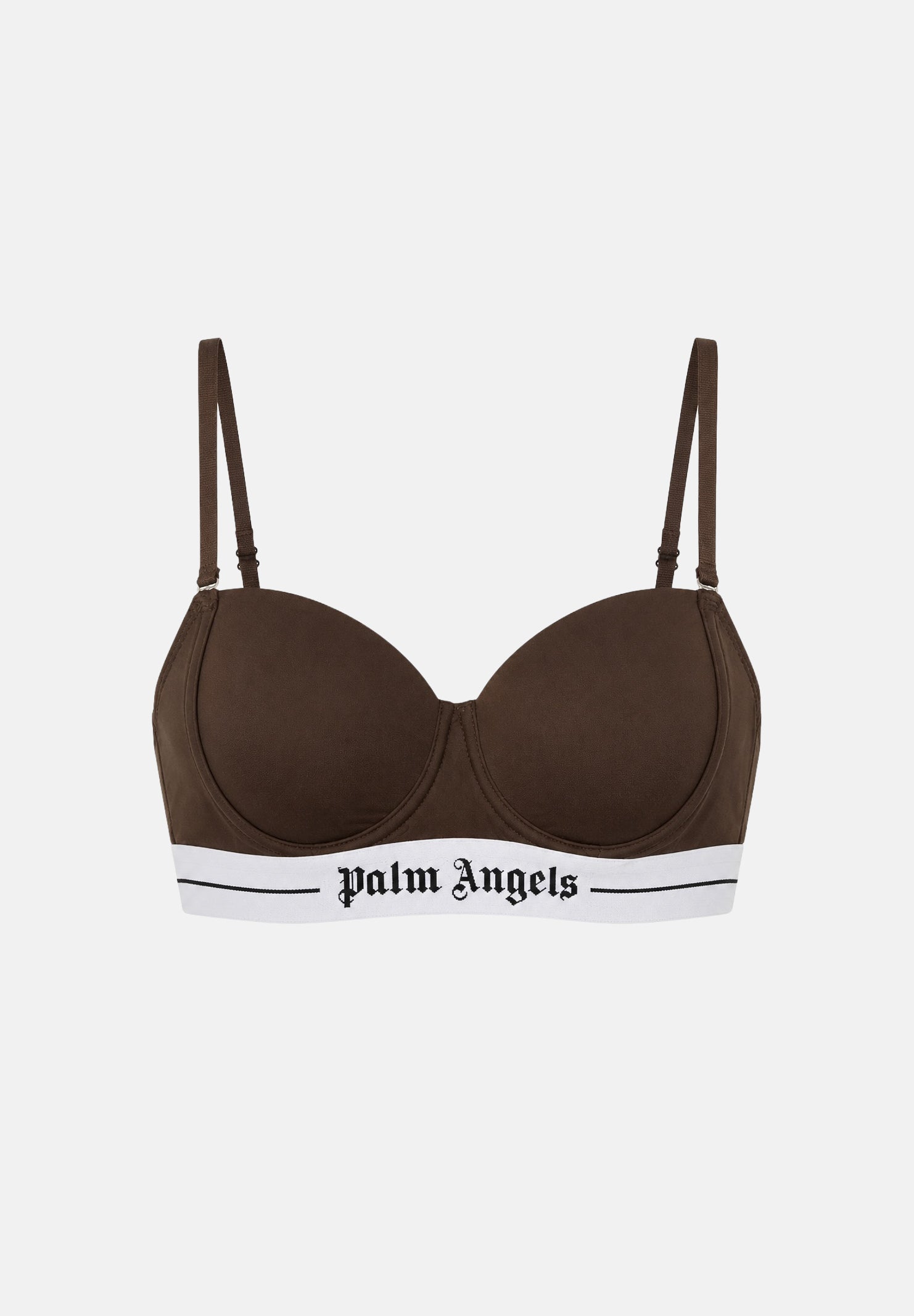 PALM ANGELS Reggiseno choccolate marrone da donna con fascia logo a contrasto <BR/>. PLA1UWTP05SI CH PALM ANGELS 