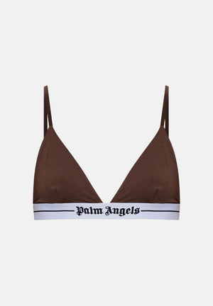 PALM ANGELS Bralette choccolate-marrrone da donna con coppe triangolari e fascia elastica logata.<BR/> PLA1UWTP06SI CH PALM ANGELS 