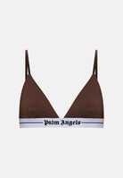 PALM ANGELS Bralette choccolate-marrrone da donna con coppe triangolari e fascia elastica logata.<BR/> PLA1UWTP06SI CH PALM ANGELS 
