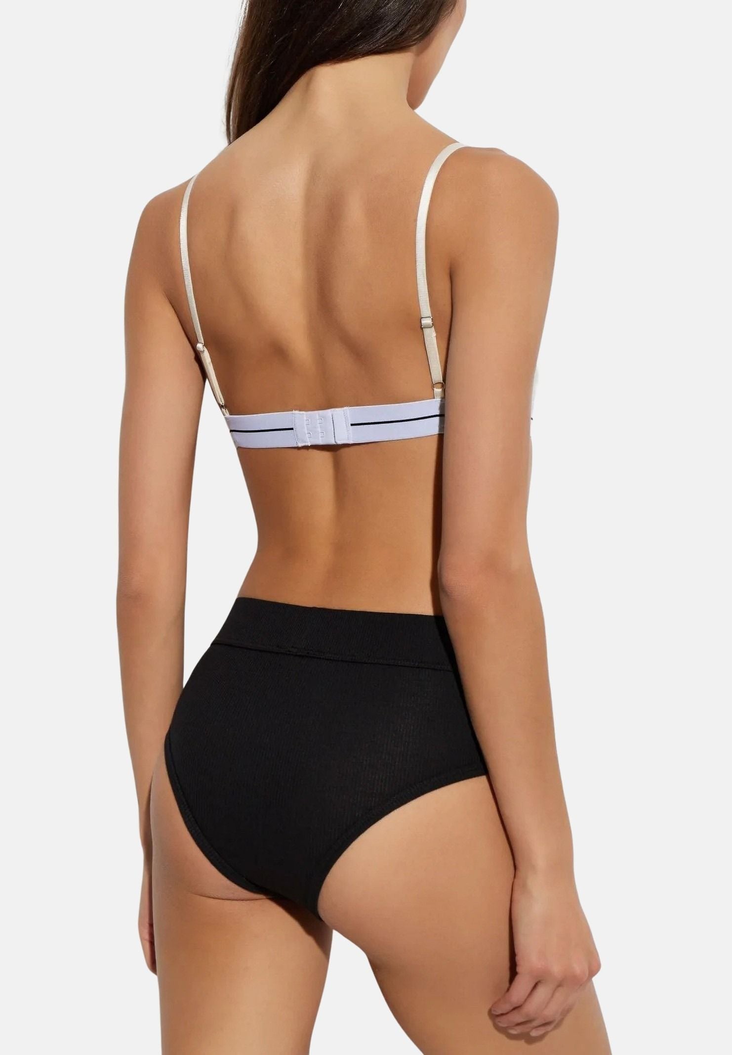PALM ANGELS Bralette ivory-bianco da donna con coppe triangolari e fascia elastica logata.<BR/> PLA1UWTP06SI IV PALM ANGELS 