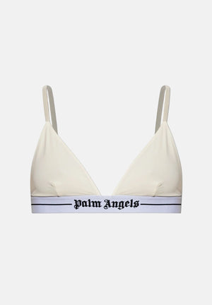 PALM ANGELS Bralette ivory-bianco da donna con coppe triangolari e fascia elastica logata.<BR/> PLA1UWTP06SI IV PALM ANGELS 