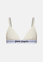 PALM ANGELS Bralette ivory-bianco da donna con coppe triangolari e fascia elastica logata.<BR/> PLA1UWTP06SI IV PALM ANGELS 