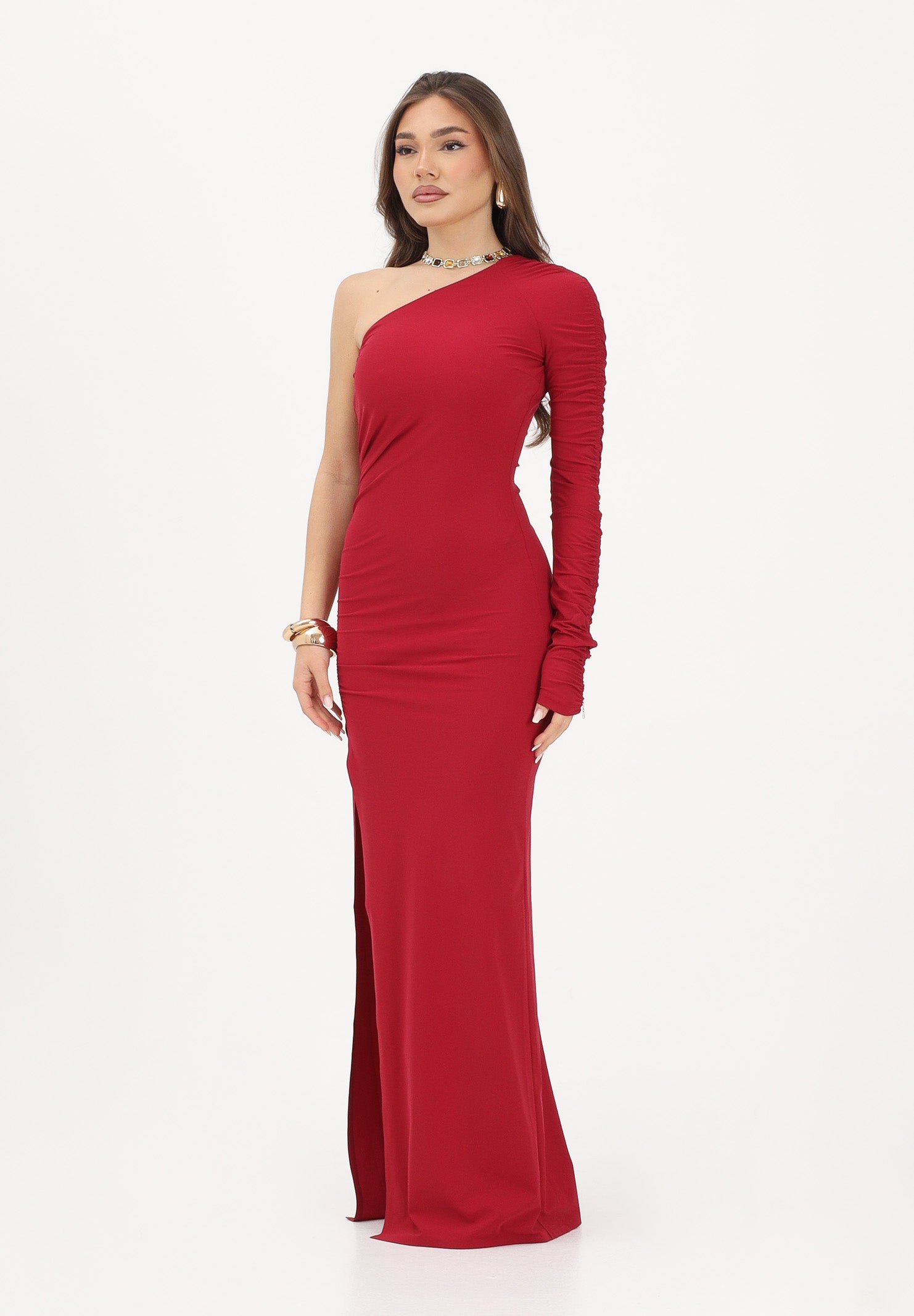 PATRIZIA PEPE Abito lungo monospalla rosso da donna 2A3012JZ26 R894 PATRIZIA PEPE 