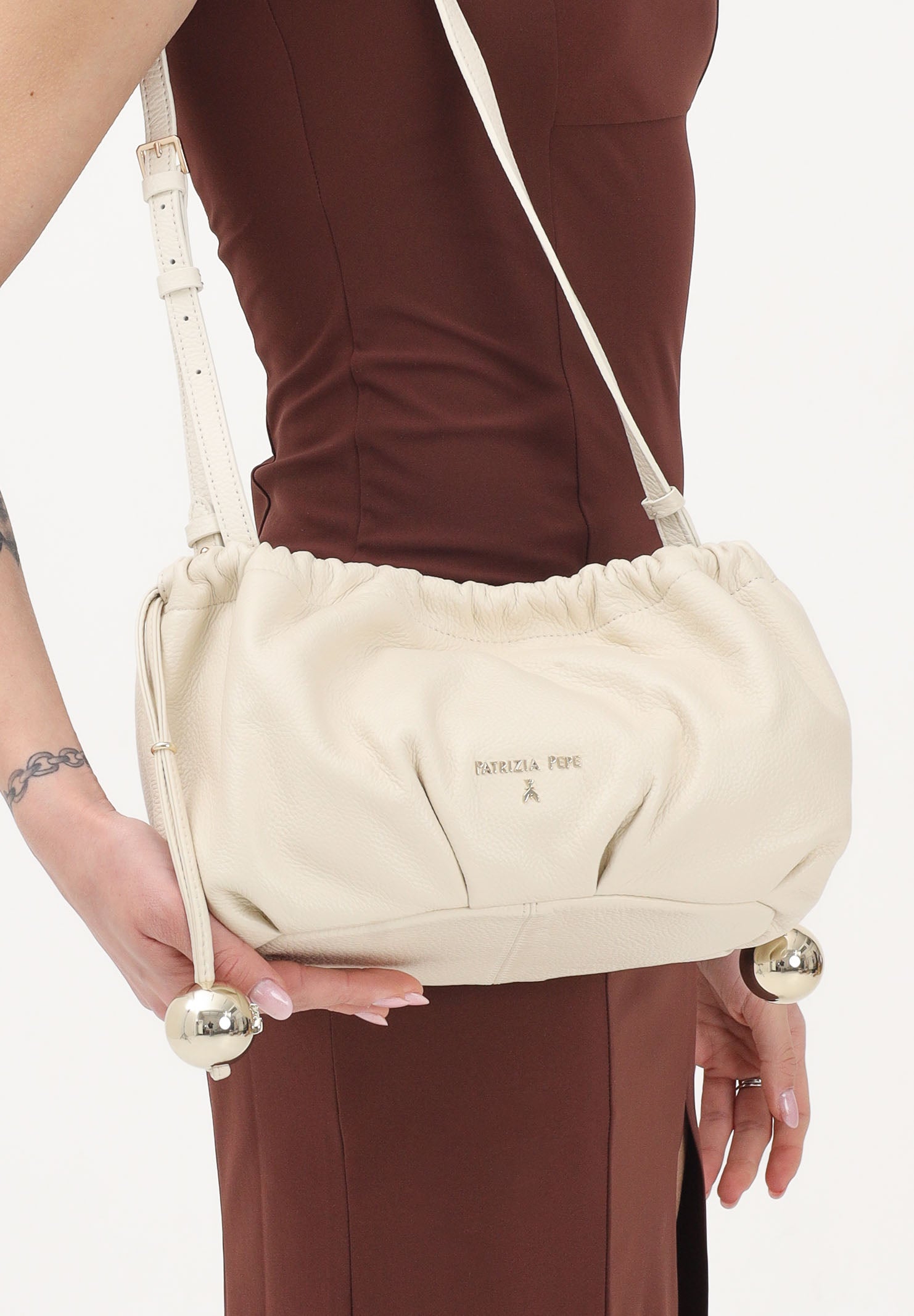 PATRIZIA PEPE Pochette Bubble panna da donna 2B0161L133 W405 PATRIZIA PEPE 