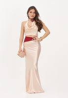PATRIZIA PEPE Gonna lunga nude da donna con bustino a contrasto 2G1069A740 B884 PATRIZIA PEPE 
