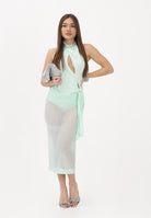 PATRIZIA PEPE Gonna midi verde acqua da donna in organza dévoré 2G1079A756 G632 PATRIZIA PEPE 