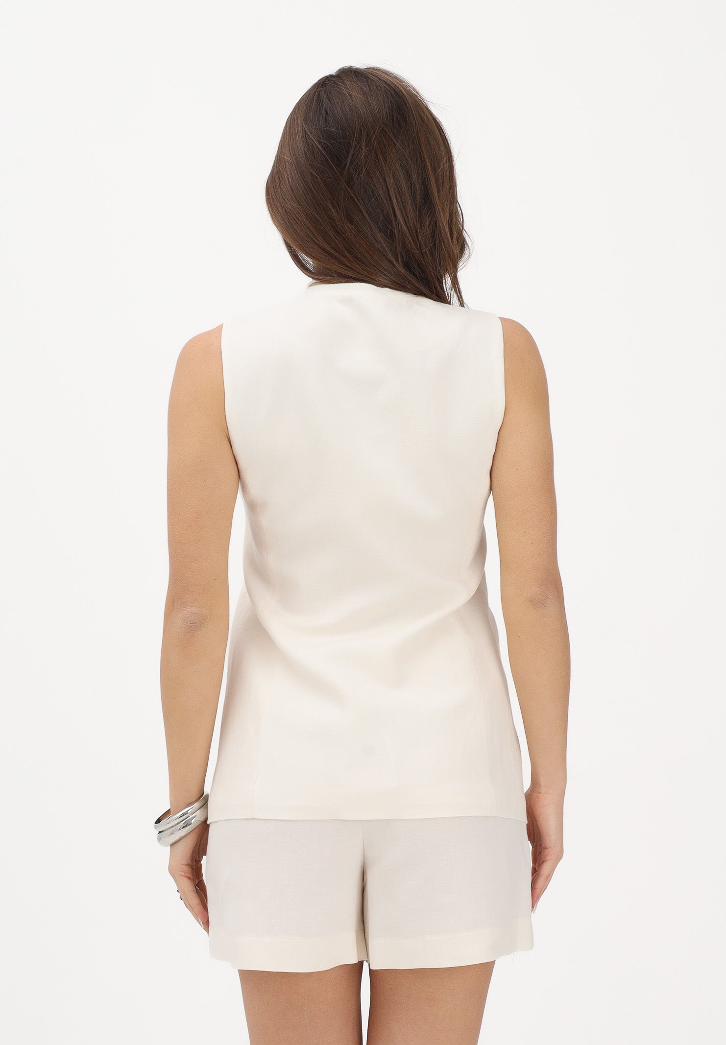 PATRIZIA PEPE Gilet panna da donna con lacci 2S1548A052 W417 PATRIZIA PEPE 