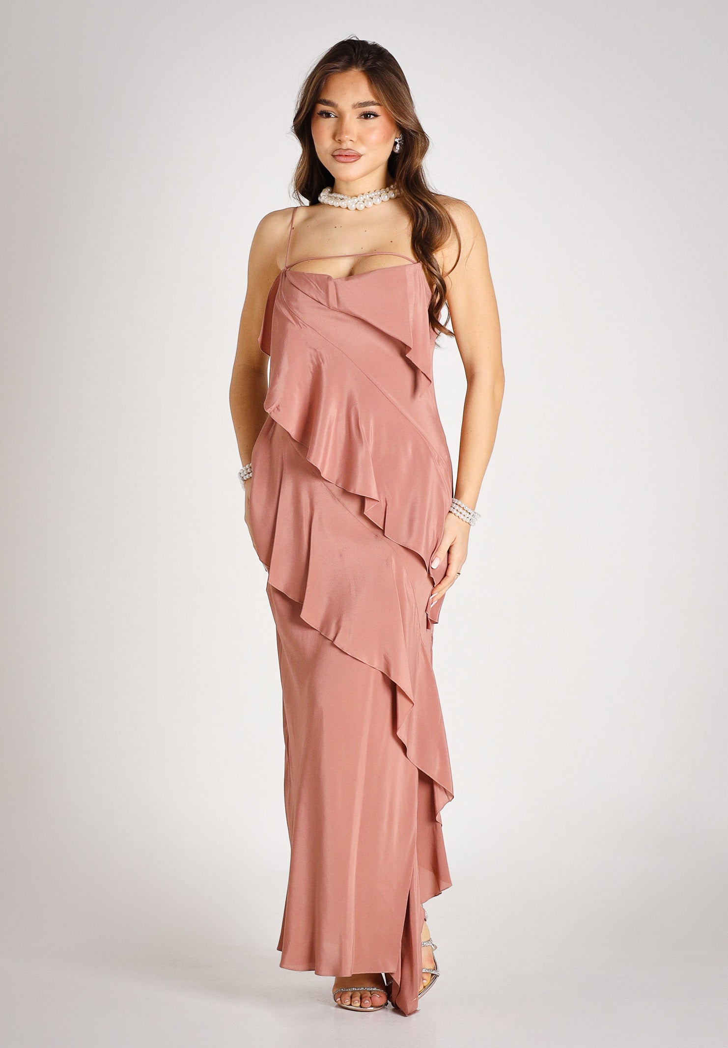 PATRIZIA PEPE Abito lungo terracotta da donna con rouche 2A3020A739 B885 PATRIZIA PEPE 