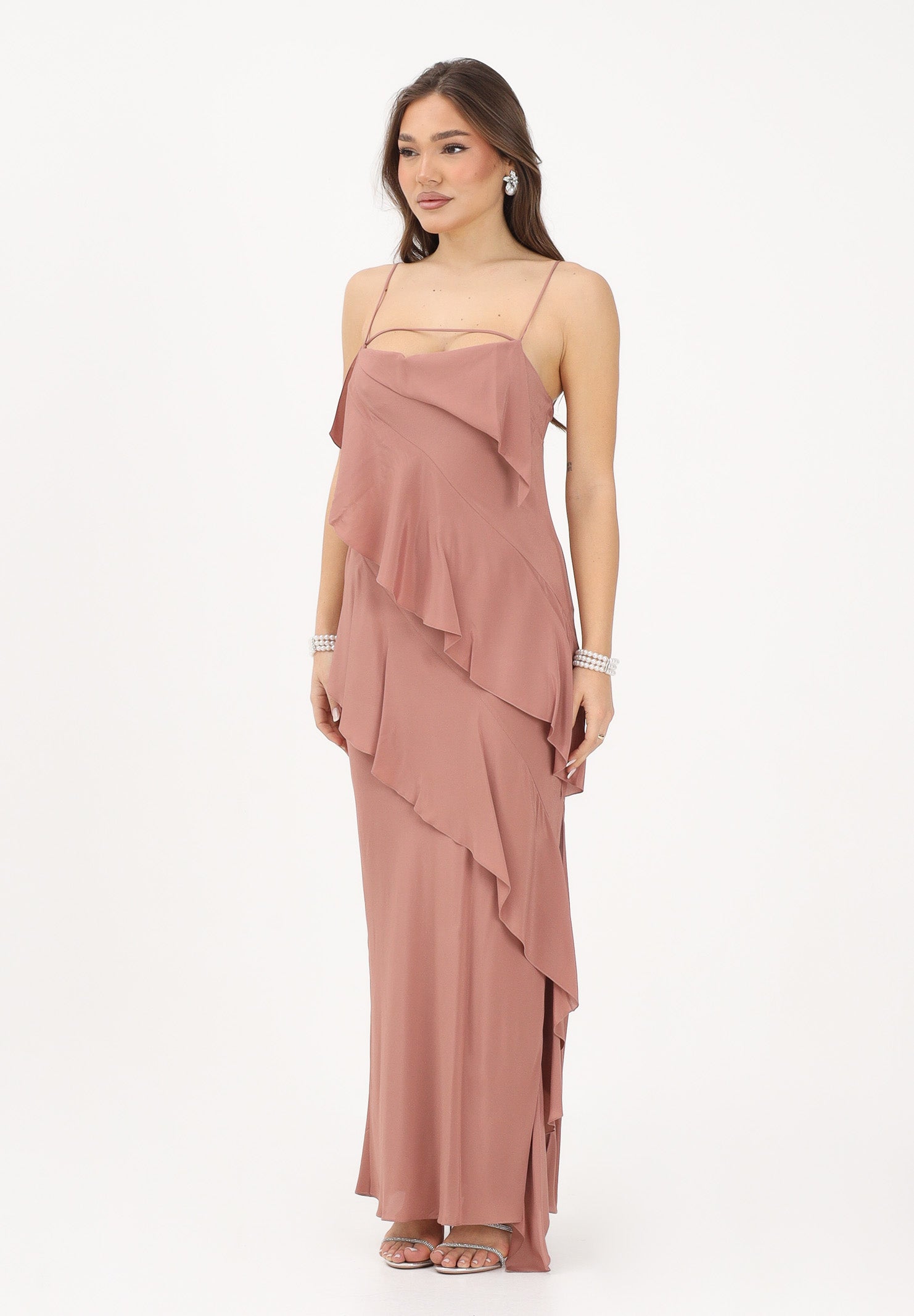 PATRIZIA PEPE Abito lungo terracotta da donna con rouche 2A3020A739 B885 PATRIZIA PEPE 