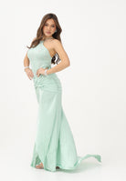 PATRIZIA PEPE Abito lungo verde menta da donna con inserto gioiello 2A3048A775 G632 PATRIZIA PEPE 
