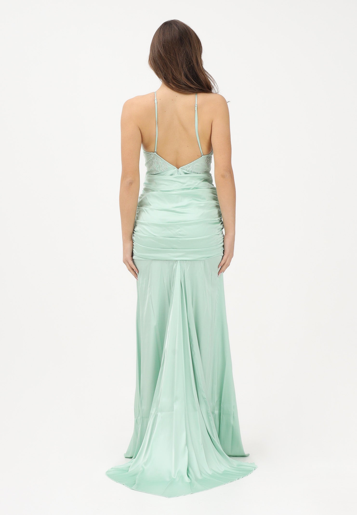 PATRIZIA PEPE Abito lungo verde menta da donna con inserto gioiello 2A3048A775 G632 PATRIZIA PEPE 