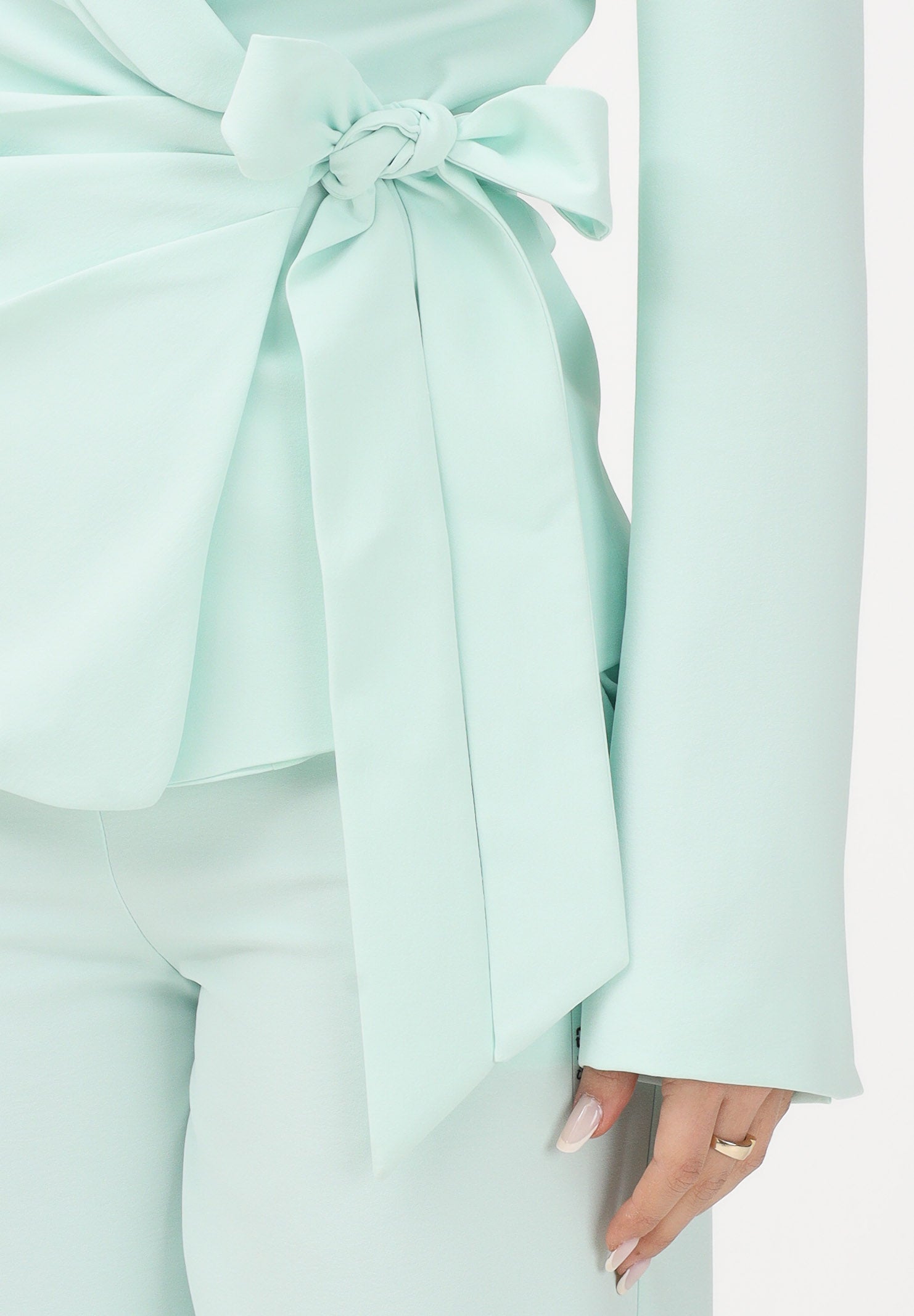 PATRIZIA PEPE Giacca verde menta da donna con chiusura wrap e cintura 2S1563A411 G632 PATRIZIA PEPE 