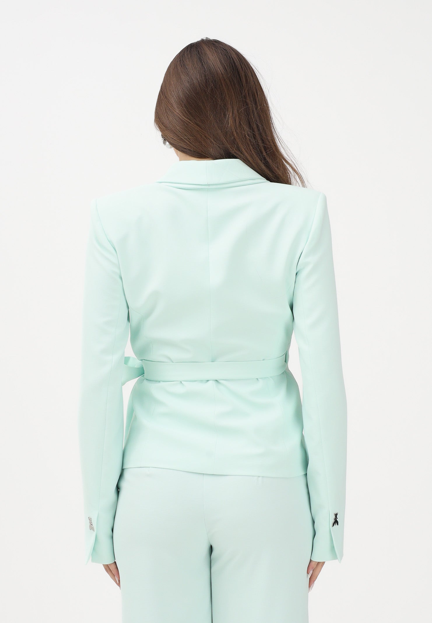 PATRIZIA PEPE Giacca verde menta da donna con chiusura wrap e cintura 2S1563A411 G632 PATRIZIA PEPE 