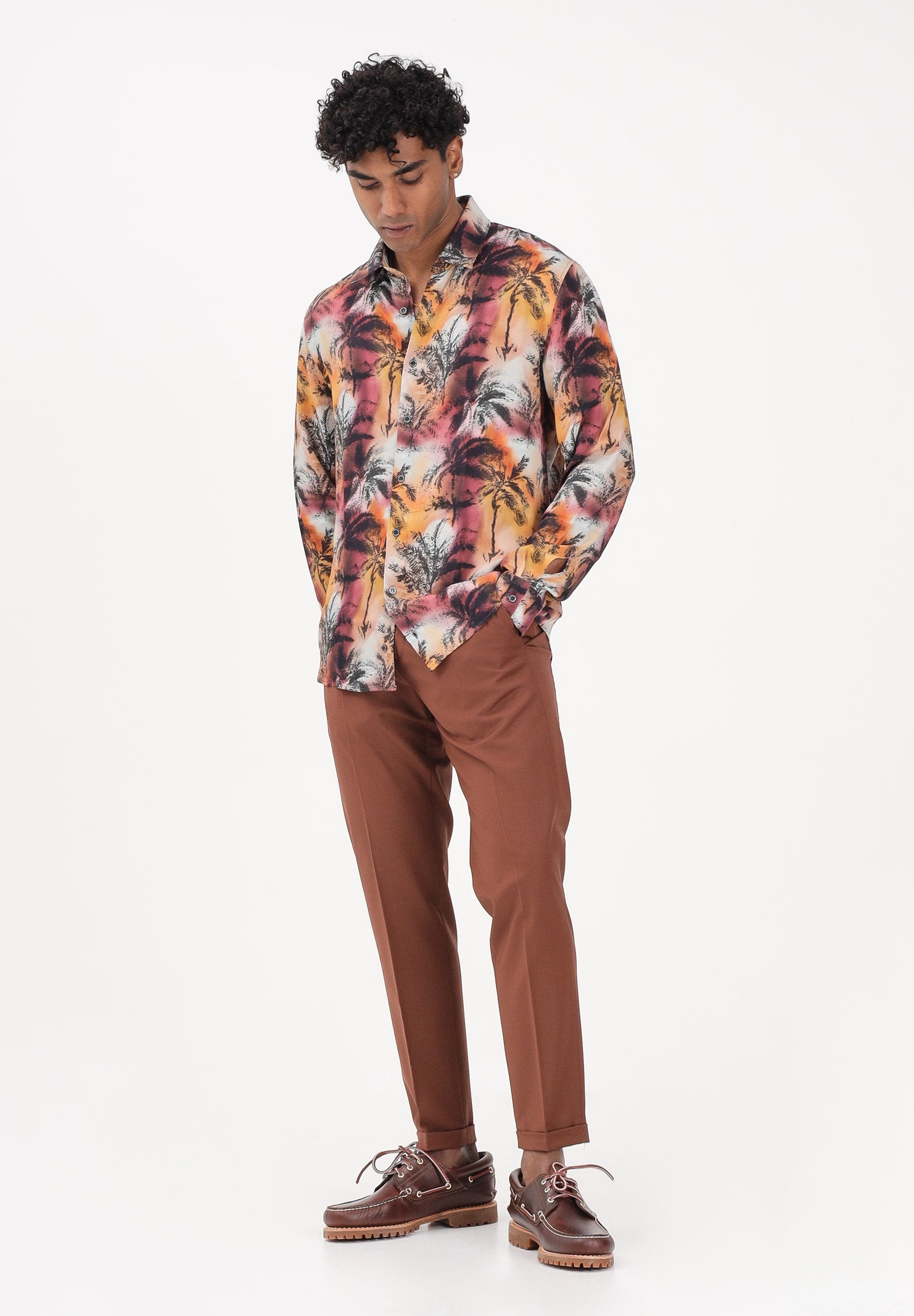 PATRIZIA PEPE Camicia a manica lunga multicolore da uomo con stampa tropicale 5C0310A093 FG80 PATRIZIA PEPE 