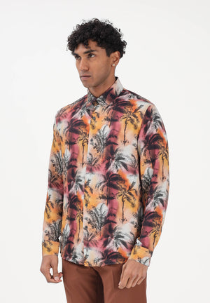 PATRIZIA PEPE Camicia a manica lunga multicolore da uomo con stampa tropicale 5C0310A093 FG80 PATRIZIA PEPE 