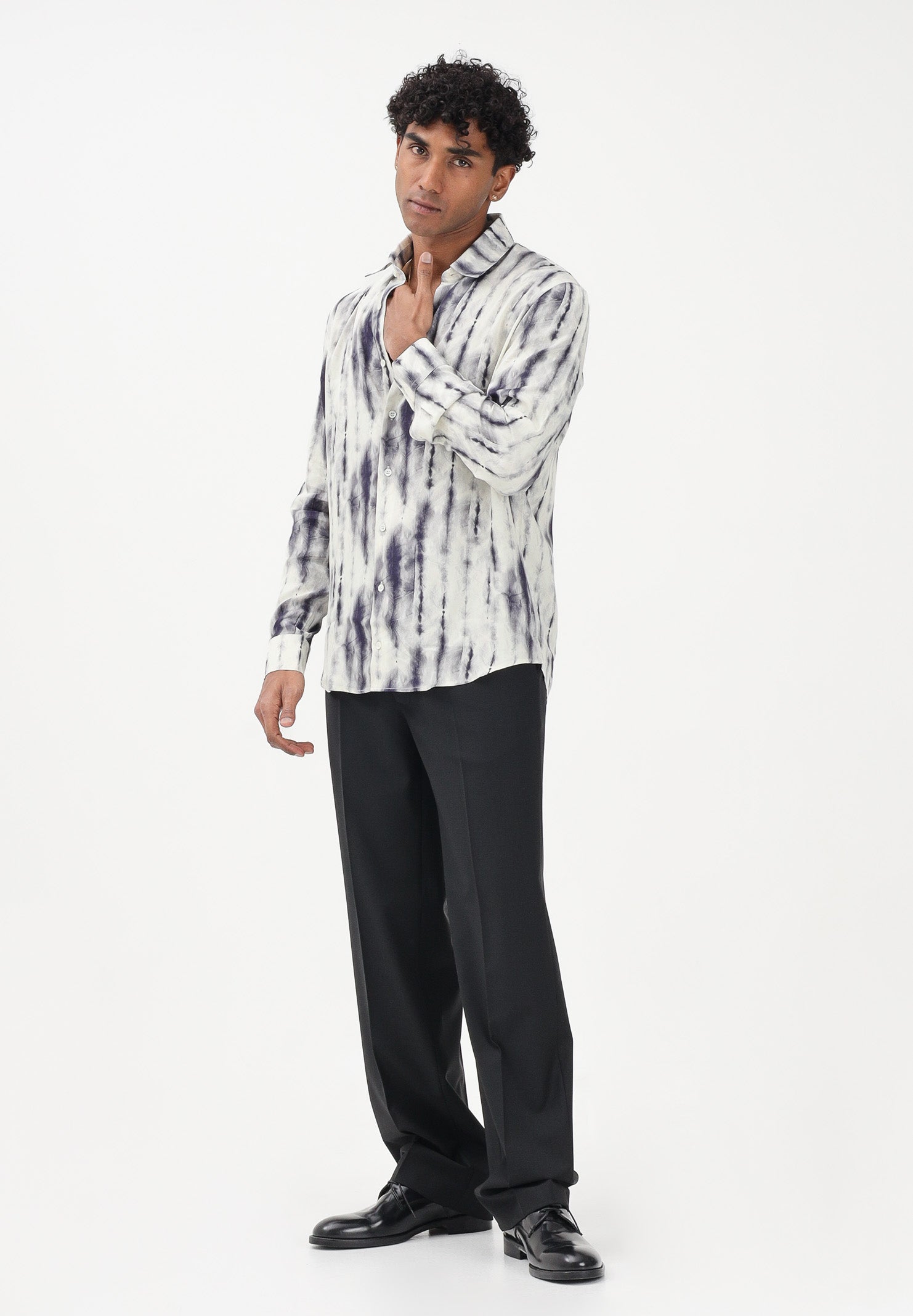 PATRIZIA PEPE Camicia a manica lunga panna da uomo con stampa grafica 5C0310A093 FG82 PATRIZIA PEPE 