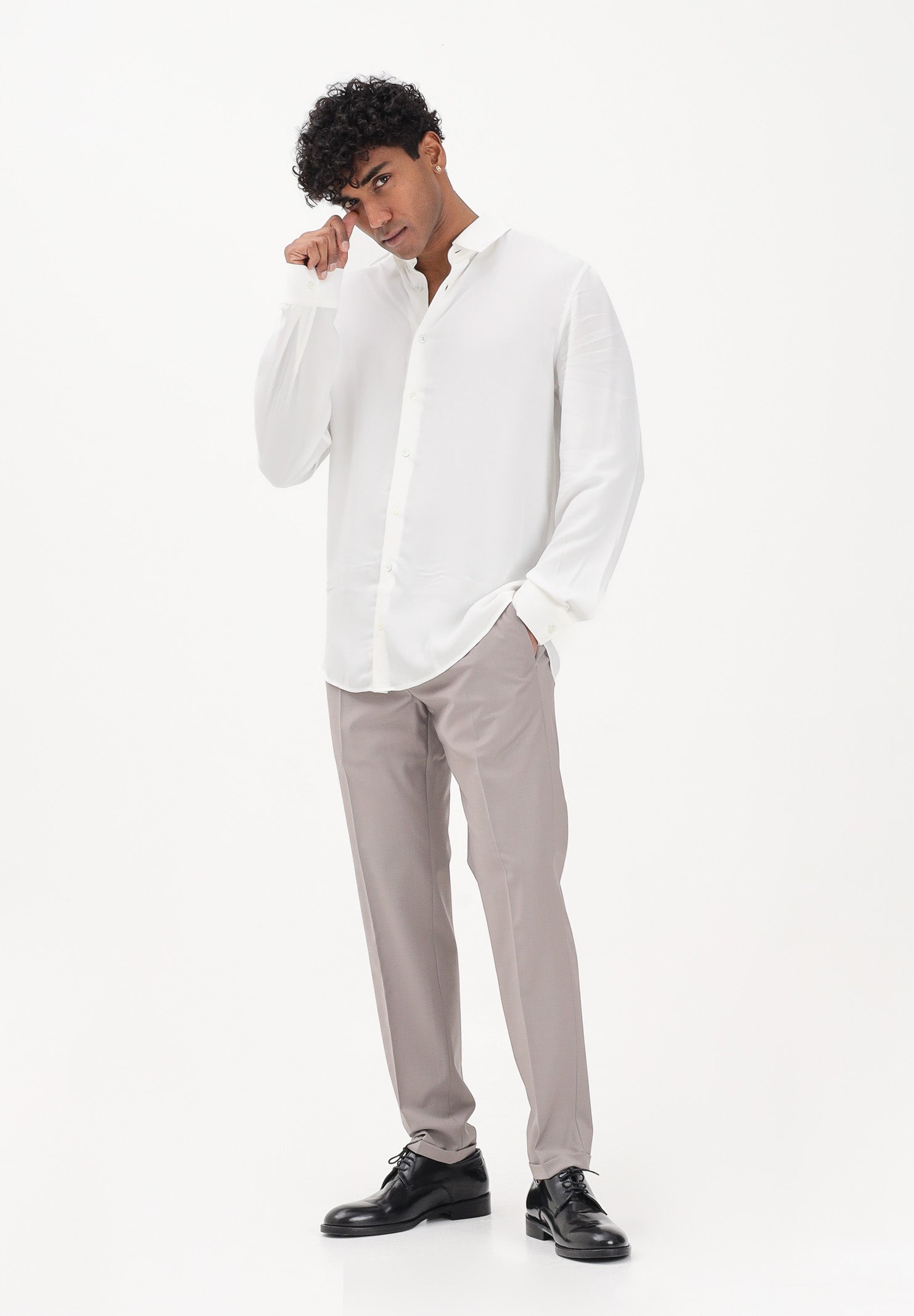 PATRIZIA PEPE Camicia a manica lunga bianca da uomo 5C0310A093U W103 PATRIZIA PEPE 