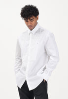 PATRIZIA PEPE Camicia a manica lunga bianca da uomo con strass 5C0339A1VX W103 PATRIZIA PEPE 