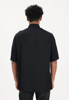 PATRIZIA PEPE Camicia a manica corta nera da uomo in viscosa jacquard 5C312TA093J K103 PATRIZIA PEPE 