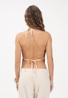 PATRIZIA PEPE Top beige da donna con frange 8F0113J406 W409 PATRIZIA PEPE 