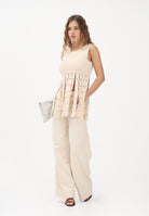 PATRIZIA PEPE Top in maglia panna da donna con frange 8K0413K324 W409 PATRIZIA PEPE 