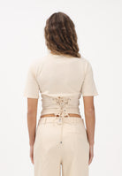 PATRIZIA PEPE T-shirt a manica corta panna da donna con costruzione a bustier 8M1803J387 W409 PATRIZIA PEPE 