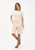 PATRIZIA PEPE T-shirt a manica corta panna da donna con costruzione a bustier 8M1803J387 W409 PATRIZIA PEPE 