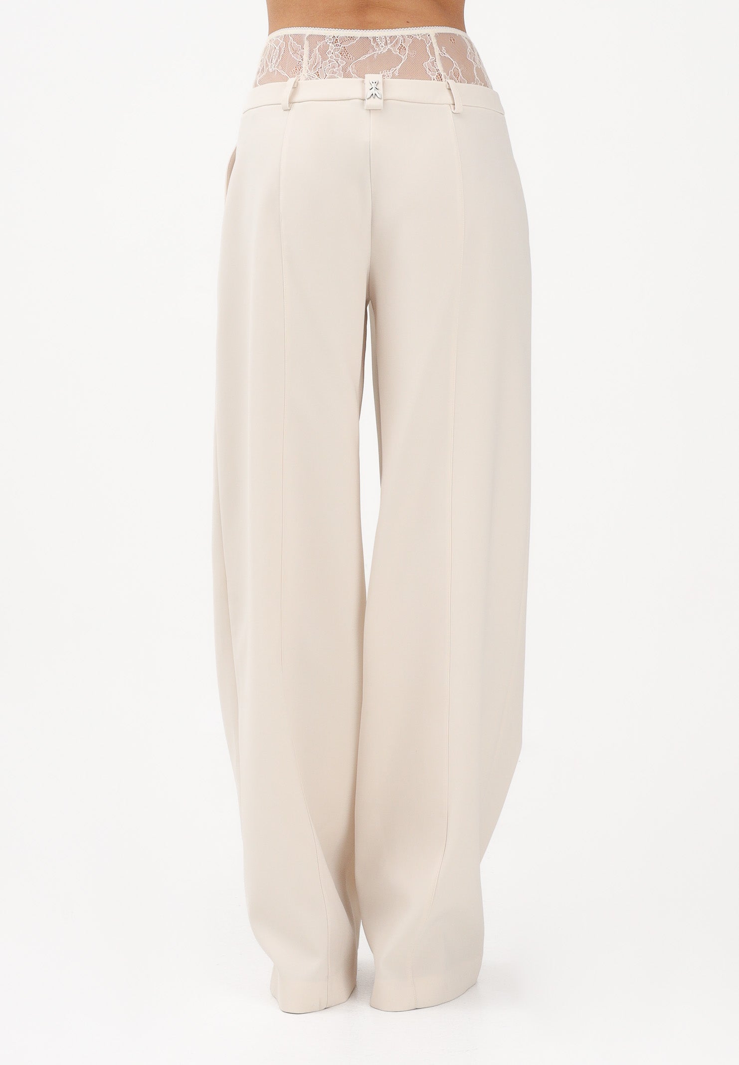 PATRIZIA PEPE Pantalone elegante panna da donna con vita in pizzo 8P0769A6F5 W409 PATRIZIA PEPE 