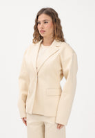 PATRIZIA PEPE Giacca monopetto panna da donna con cintura 8S0568A689 W409 PATRIZIA PEPE 