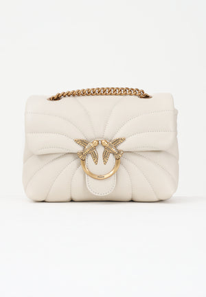 PINKO Borsa a tracolla Mini Love Bag Puff panna da donna in nappa con trapuntatura Butterfly 100039A1EX Z14Q PINKO 